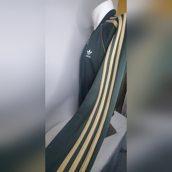 Adidas - Size XL- Jacket Classic-The brand With The 3 Stripes - Dark Green&beige - Picture 8 of 13